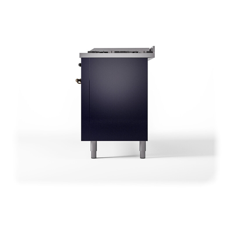 Nostalgie II 60 UP60FQNMPMBB Freestanding Dual Fuel Range with 9 Sealed Burners with Griddle Double Oven with Solid Door with Bronze knobs UP60FQNMPMBB