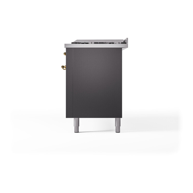 Nostalgie II 60 UP60FQNMPMGG Freestanding Dual Fuel Range with 9 Sealed Burners with Griddle Double Oven with Solid Door with Brass knobs UP60FQNMPMGGLP