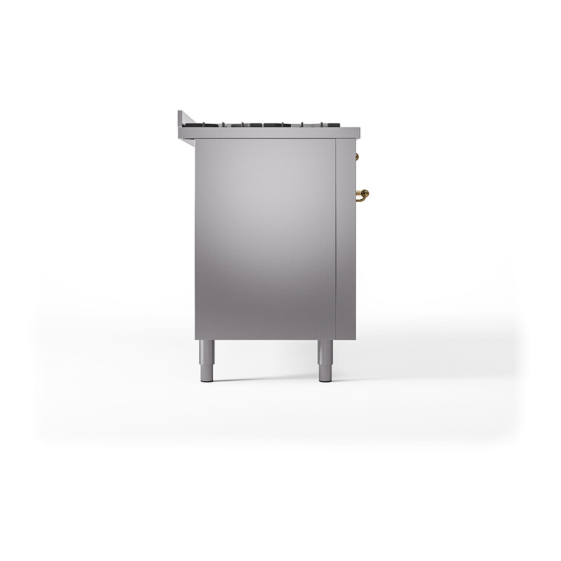 Nostalgie II 60 UP60FQNMPSSG Freestanding Dual Fuel Range with 9 Sealed Burners with Griddle Double Oven with Solid Door with Brass knobs UP60FQNMPSSGLP