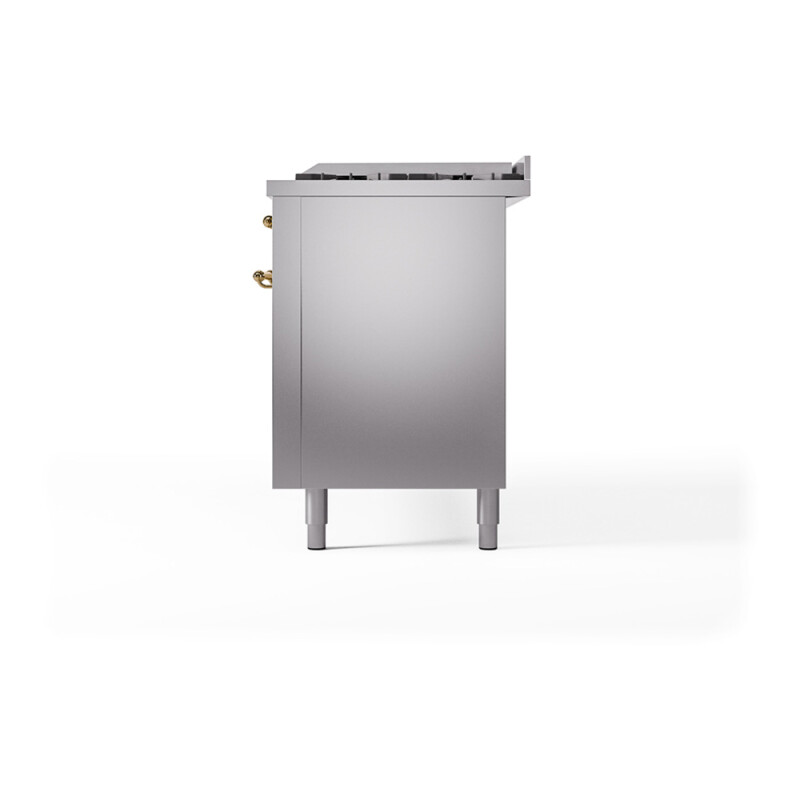 Nostalgie II 60 UP60FQNMPSSG Freestanding Dual Fuel Range with 9 Sealed Burners with Griddle Double Oven with Solid Door with Brass knobs UP60FQNMPSSGLP