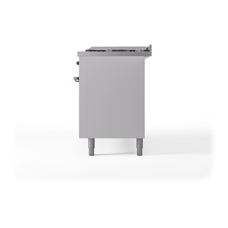 Nostalgie II 60 UP60FQNMPWHB Freestanding Dual Fuel Range with 9 Sealed Burners with Griddle Double Oven with Solid Door with Bronze knobs UP60FQNMPWHBLP