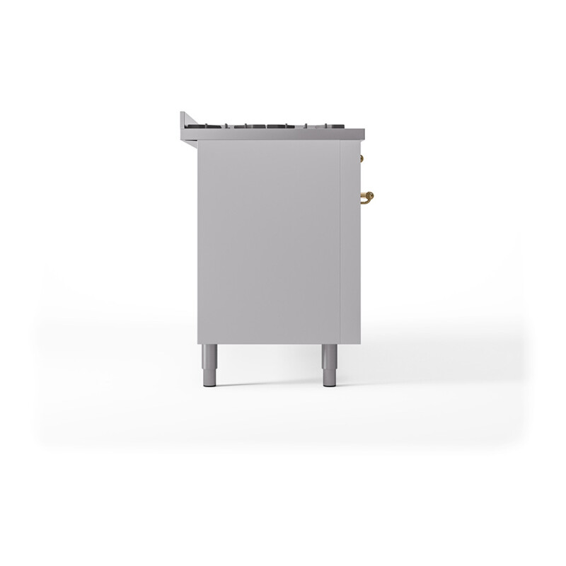 Nostalgie II 60 UP60FQNMPWHG Freestanding Dual Fuel Range with 9 Sealed Burners with Griddle Double Oven with Solid Door with Brass knobs UP60FQNMPWHGLP