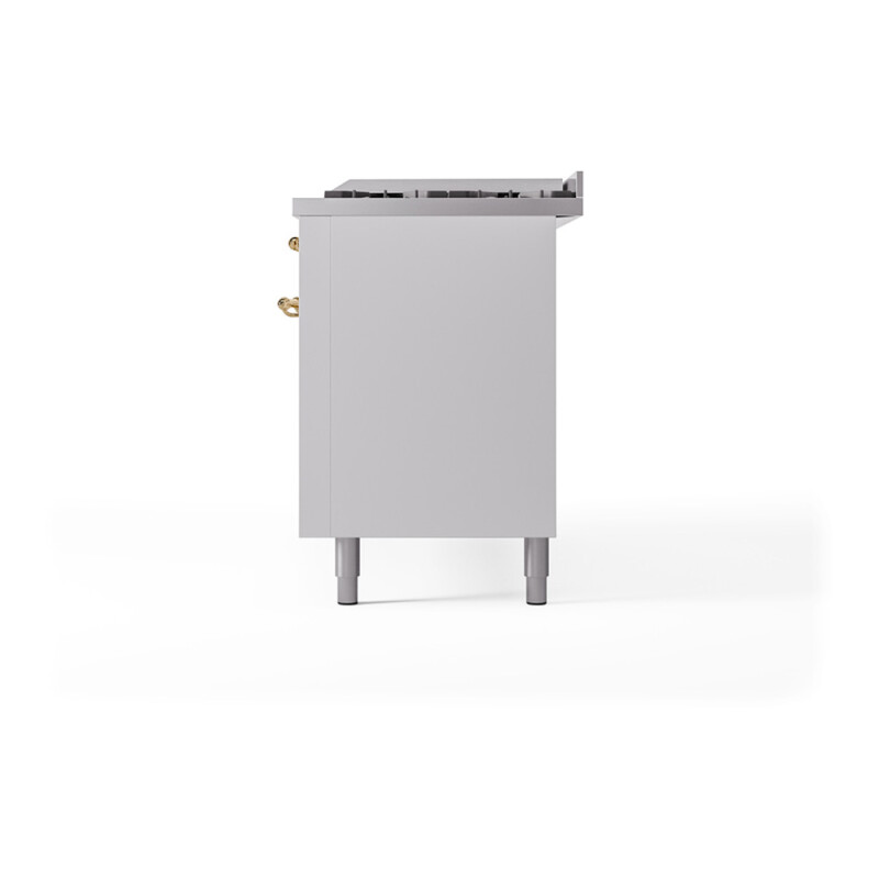 Nostalgie II 60 UP60FQNMPWHG Freestanding Dual Fuel Range with 9 Sealed Burners with Griddle Double Oven with Solid Door with Brass knobs UP60FQNMPWHGLP