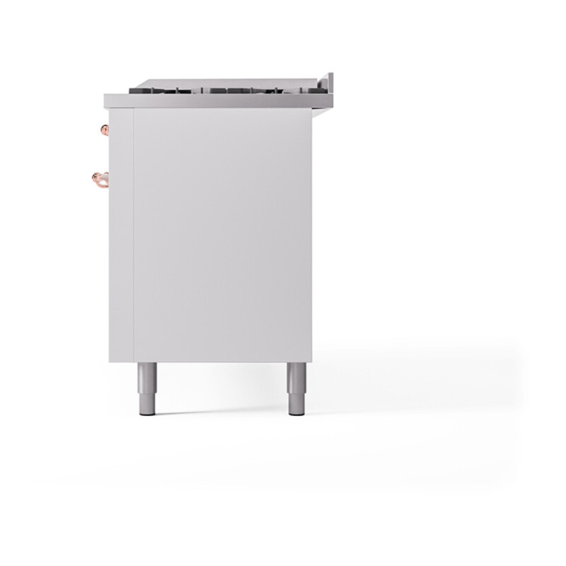 Nostalgie II 60 UP60FQNMPWHP Freestanding Dual Fuel Range with 9 Sealed Burners with Griddle Double Oven with Solid Door with Copper knobs UP60FQNMPWHPLP