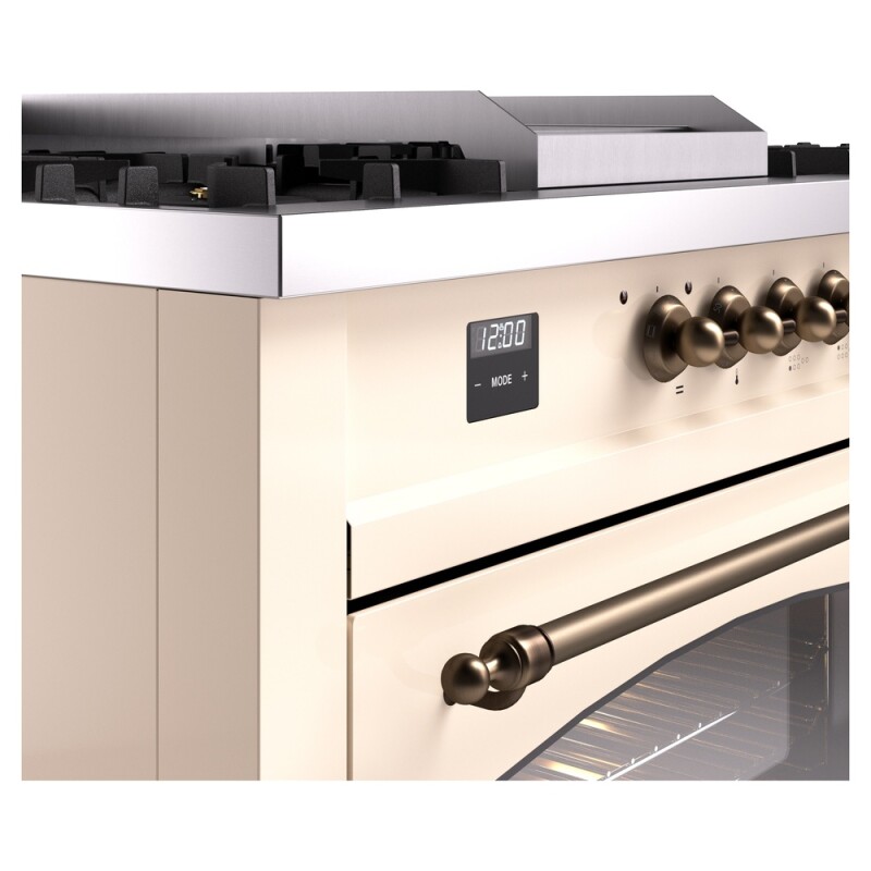 Nostalgie II 60 UP60FSNMPAWB Freestanding Dual Fuel Range with 7 Sealed Burners with Griddle and French Top Double Oven with Triple Glass Door with Bronze knobs UP60FSNMPAWBLP