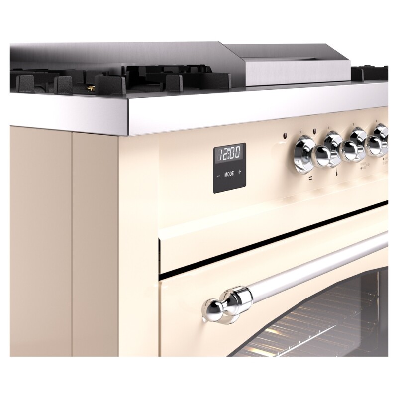 Nostalgie II 60 UP60FSNMPAWC Freestanding Dual Fuel Range with 7 Sealed Burners with Griddle and French Top Double Oven with Triple Glass Door with Chrome knobs UP60FSNMPAWCLP