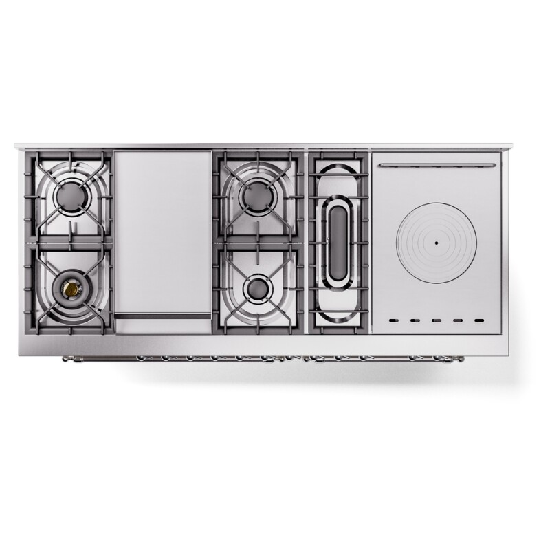 Nostalgie II 60 UP60FSNMPAWC Freestanding Dual Fuel Range with 7 Sealed Burners with Griddle and French Top Double Oven with Triple Glass Door with Chrome knobs UP60FSNMPAWCLP