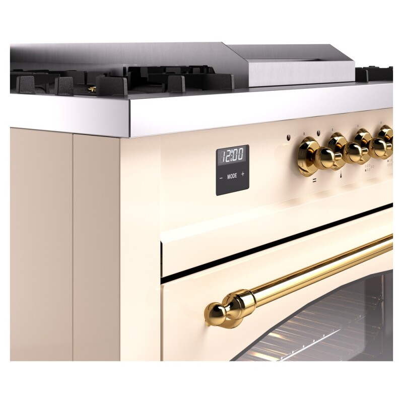 Nostalgie II 60 UP60FSNMPAWG Freestanding Dual Fuel Range with 7 Sealed Burners with Griddle and French Top Double Oven with Triple Glass Door with Brass knobs UP60FSNMPAWG