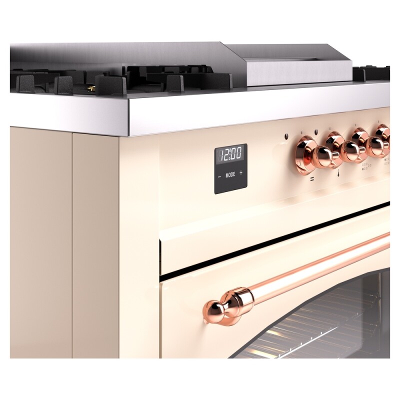 Nostalgie II 60 UP60FSNMPAWP Freestanding Dual Fuel Range with 7 Sealed Burners with Griddle and French Top Double Oven with Triple Glass Door with Copper knobs UP60FSNMPAWP