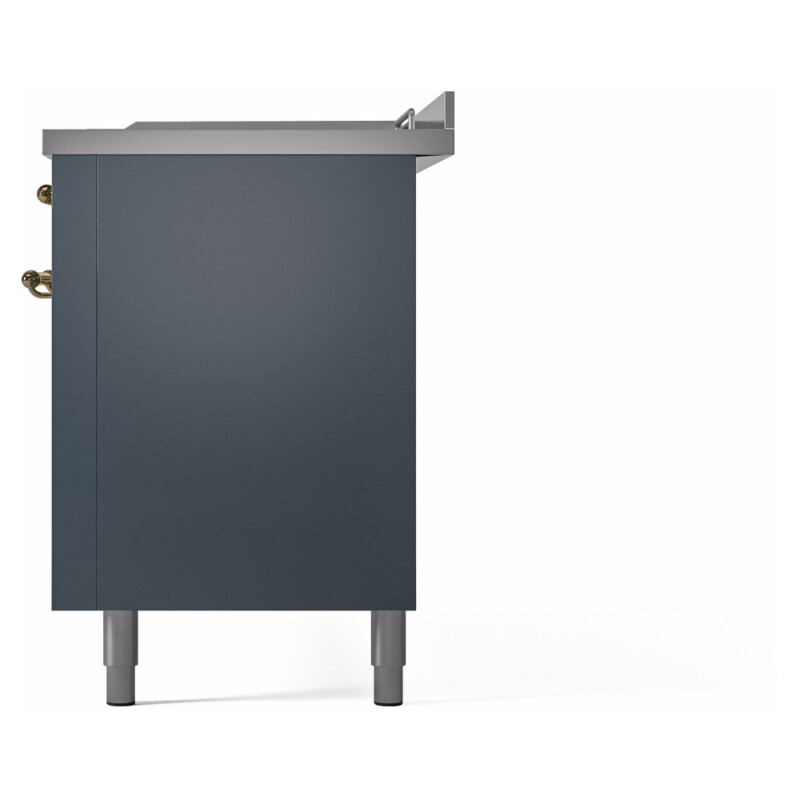 Nostalgie II 60 UP60FSNMPBGG Freestanding Dual Fuel Range with 7 Sealed Burners with Griddle and French Top Double Oven with Triple Glass Door with Brass knobs UP60FSNMPBGG