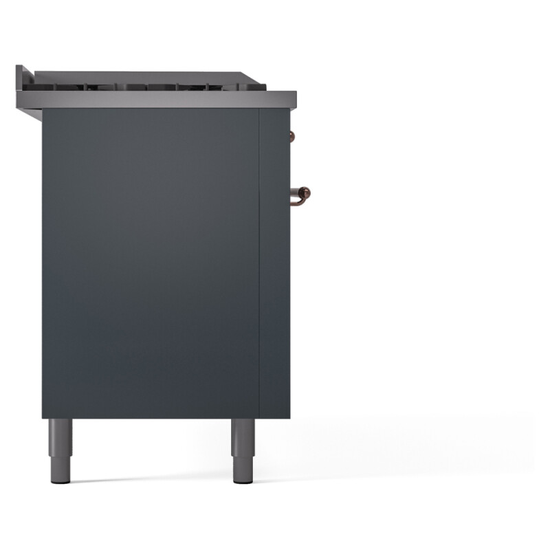 Nostalgie II 60 UP60FSNMPBGP Freestanding Dual Fuel Range with 7 Sealed Burners with Griddle and French Top Double Oven with Triple Glass Door with Copper knobs UP60FSNMPBGPLP