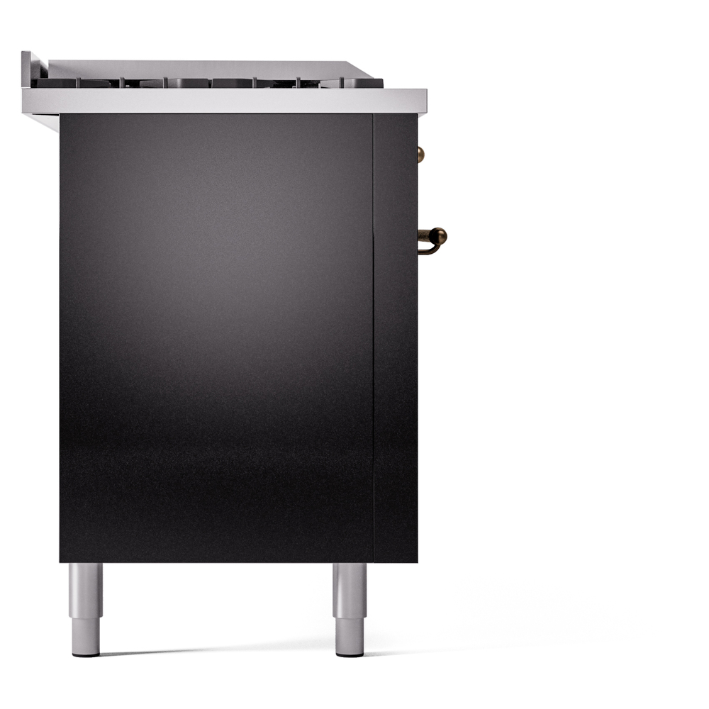 Nostalgie II 60 UP60FSNMPBKB Freestanding Dual Fuel Range with 7 Sealed Burners with Griddle and French Top Double Oven with Triple Glass Door with Bronze knobs UP60FSNMPBKBLP