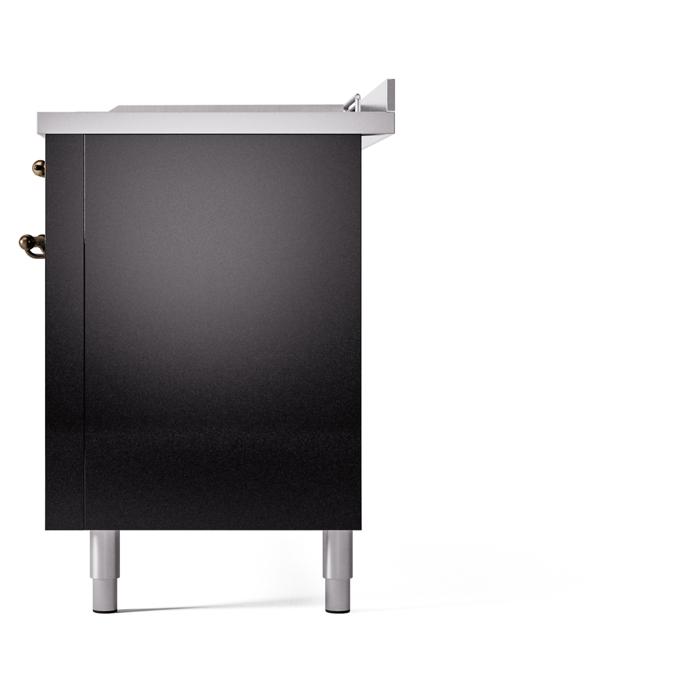 Nostalgie II 60 UP60FSNMPBKB Freestanding Dual Fuel Range with 7 Sealed Burners with Griddle and French Top Double Oven with Triple Glass Door with Bronze knobs UP60FSNMPBKB