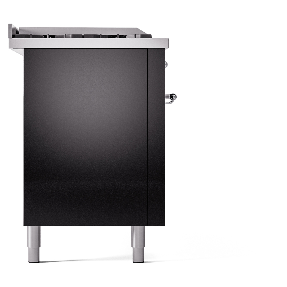 Nostalgie II 60 UP60FSNMPBKC Freestanding Dual Fuel Range with 7 Sealed Burners with Griddle and French Top Double Oven with Triple Glass Door with Chrome knobs UP60FSNMPBKCLP