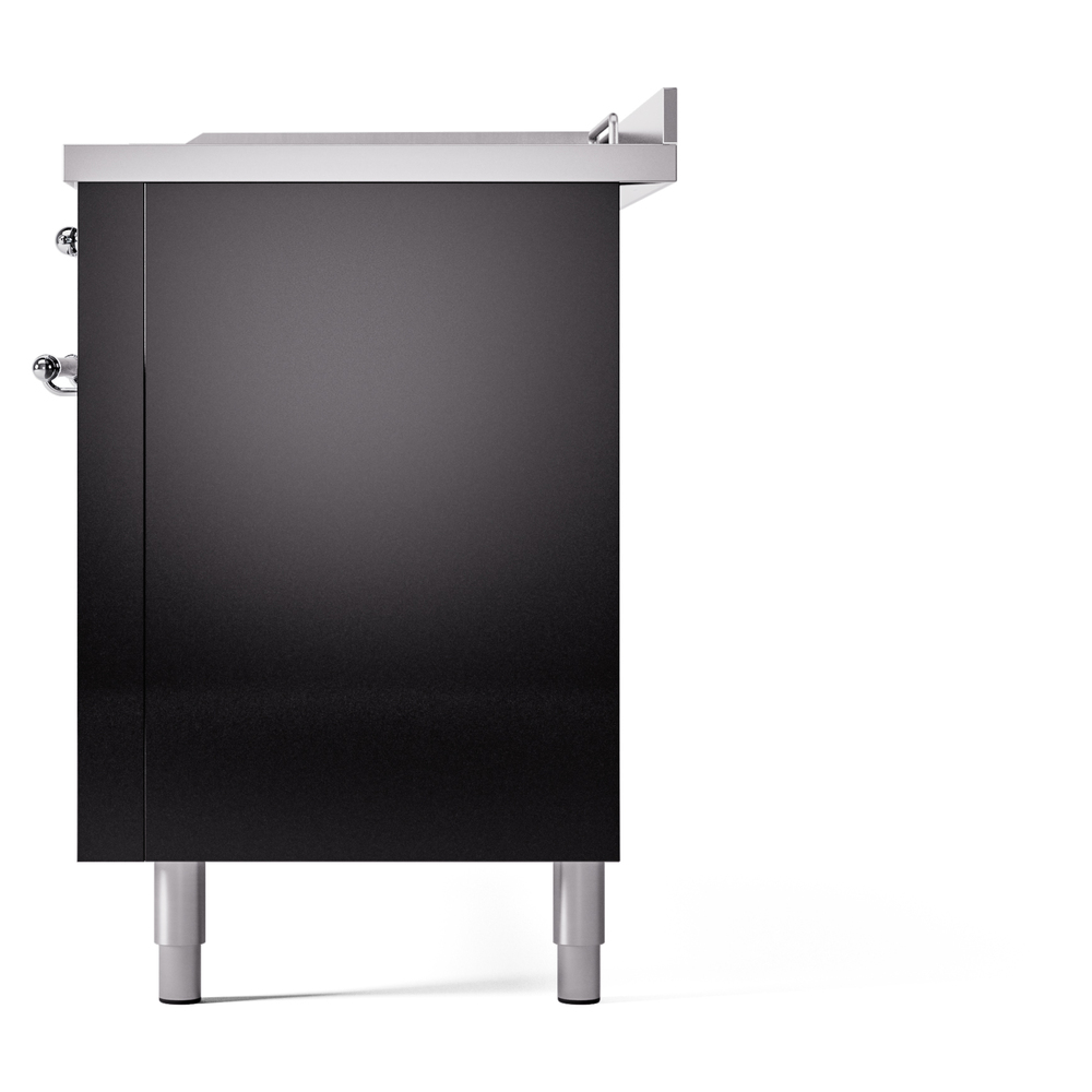 Nostalgie II 60 UP60FSNMPBKC Freestanding Dual Fuel Range with 7 Sealed Burners with Griddle and French Top Double Oven with Triple Glass Door with Chrome knobs UP60FSNMPBKC