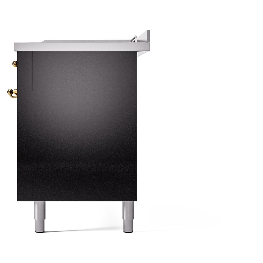 Nostalgie II 60 UP60FSNMPBKG Freestanding Dual Fuel Range with 7 Sealed Burners with Griddle and French Top Double Oven with Triple Glass Door with Brass knobs UP60FSNMPBKG