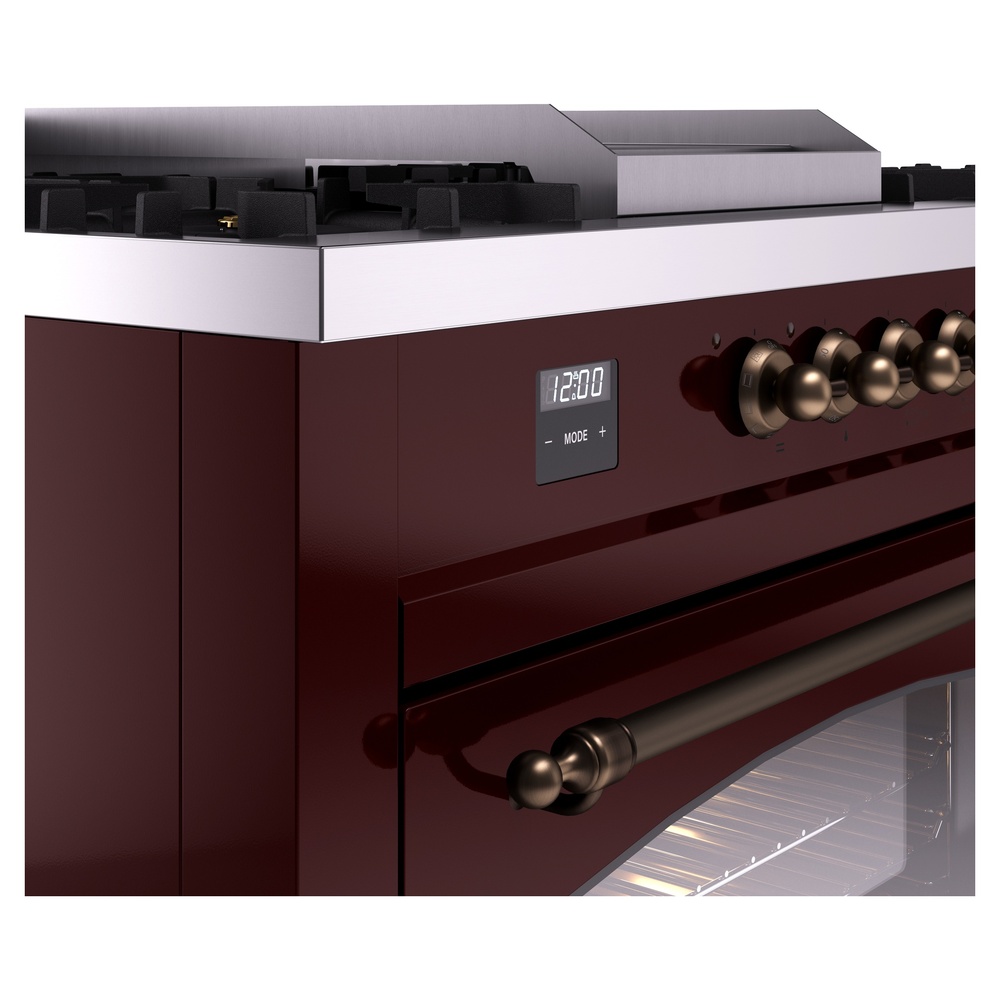 Nostalgie II 60 UP60FSNMPBUB Freestanding Dual Fuel Range with 7 Sealed Burners with Griddle and French Top Double Oven with Triple Glass Door with Bronze knobs UP60FSNMPBUBLP