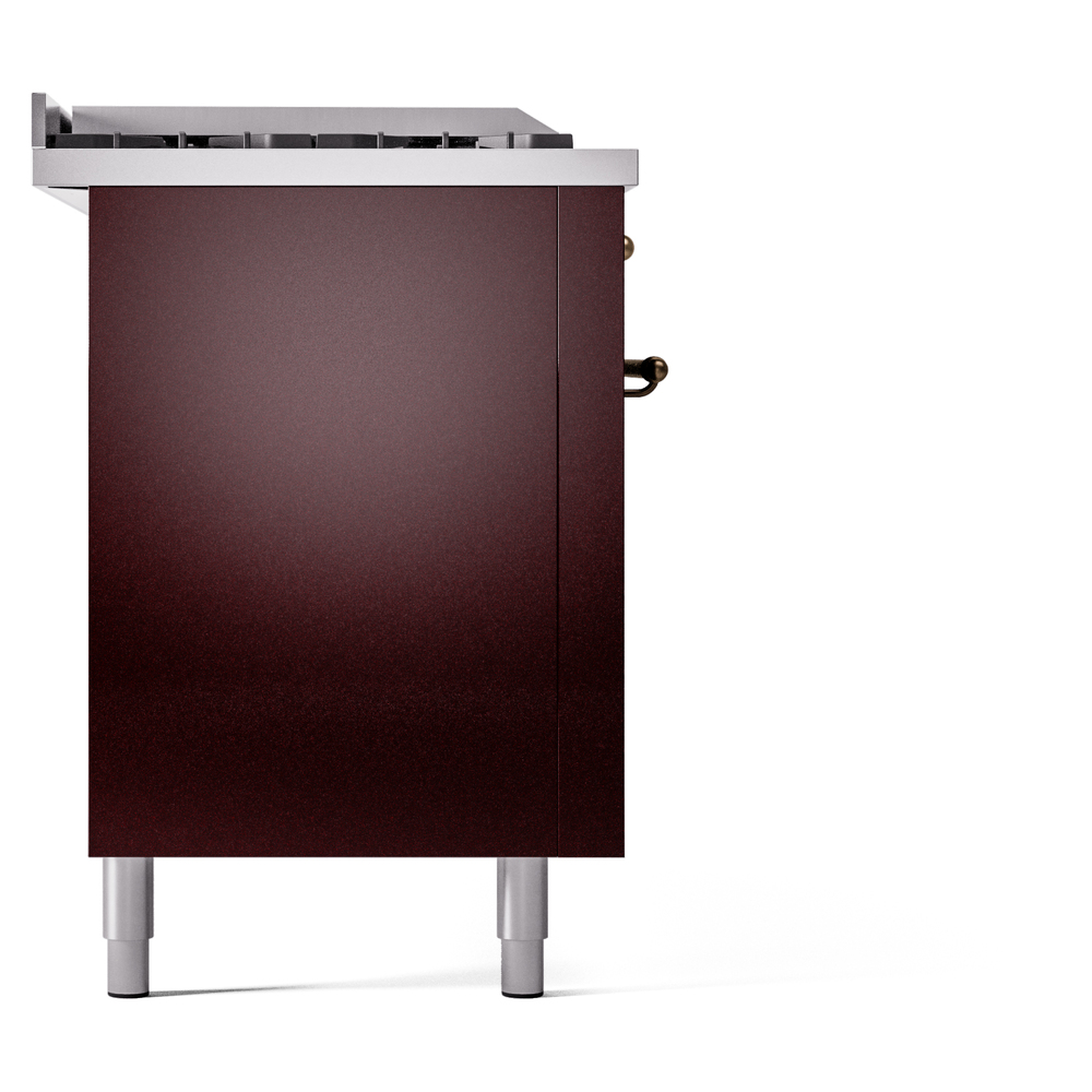 Nostalgie II 60 UP60FSNMPBUB Freestanding Dual Fuel Range with 7 Sealed Burners with Griddle and French Top Double Oven with Triple Glass Door with Bronze knobs UP60FSNMPBUBLP