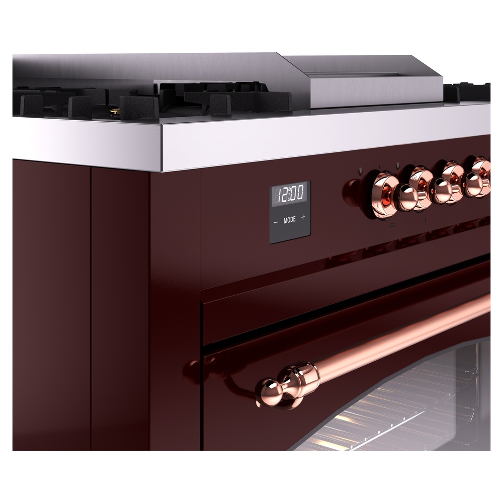 Nostalgie II 60 UP60FSNMPBUP Freestanding Dual Fuel Range with 7 Sealed Burners with Griddle and French Top Double Oven with Triple Glass Door with Copper knobs UP60FSNMPBUPLP