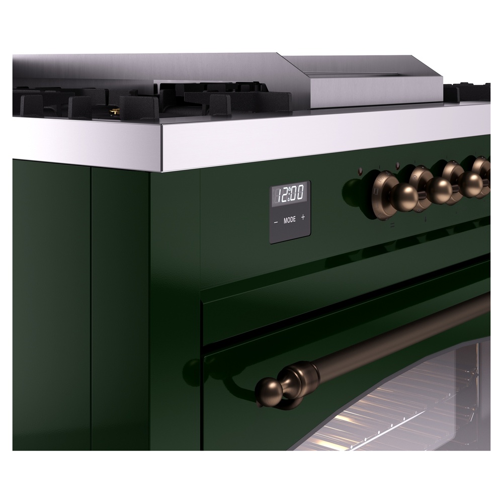 Nostalgie II 60 UP60FSNMPEGB Freestanding Dual Fuel Range with 7 Sealed Burners with Griddle and French Top Double Oven with Triple Glass Door with Bronze knobs UP60FSNMPEGBLP