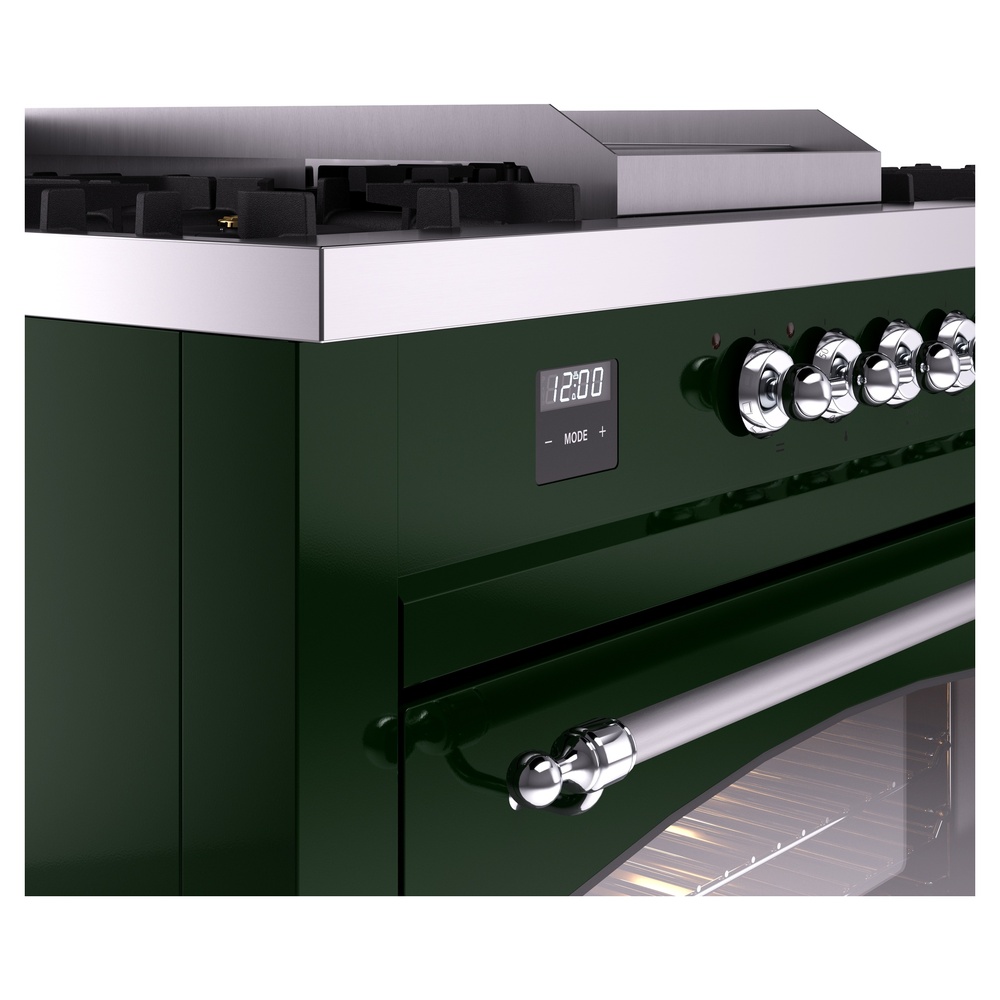 Nostalgie II 60 UP60FSNMPEGC Freestanding Dual Fuel Range with 7 Sealed Burners with Griddle and French Top Double Oven with Triple Glass Door with Chrome knobs UP60FSNMPEGC