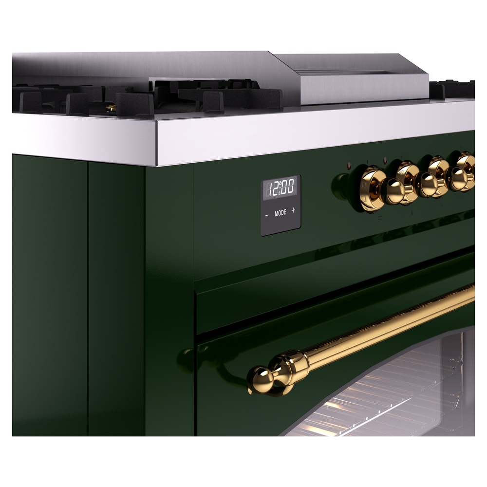Nostalgie II 60 UP60FSNMPEGG Freestanding Dual Fuel Range with 7 Sealed Burners with Griddle and French Top Double Oven with Triple Glass Door with Brass knobs UP60FSNMPEGG