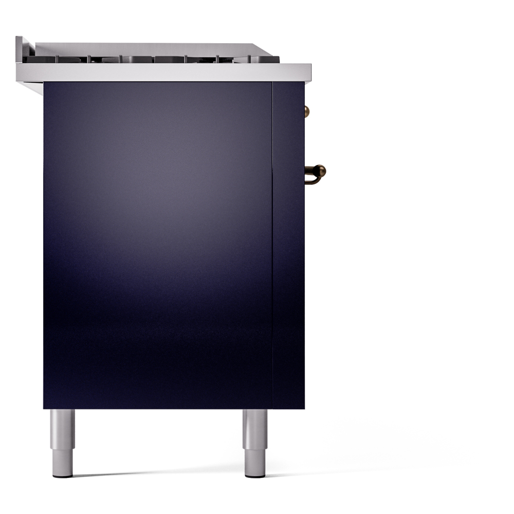 Nostalgie II 60 UP60FSNMPMBB Freestanding Dual Fuel Range with 7 Sealed Burners with Griddle and French Top Double Oven with Triple Glass Door with Bronze knobs UP60FSNMPMBB