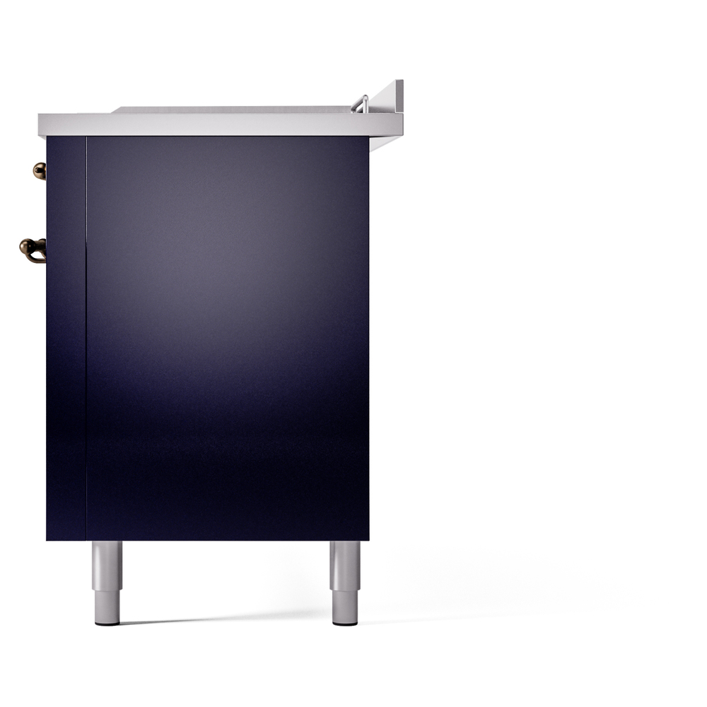 Nostalgie II 60 UP60FSNMPMBB Freestanding Dual Fuel Range with 7 Sealed Burners with Griddle and French Top Double Oven with Triple Glass Door with Bronze knobs UP60FSNMPMBB