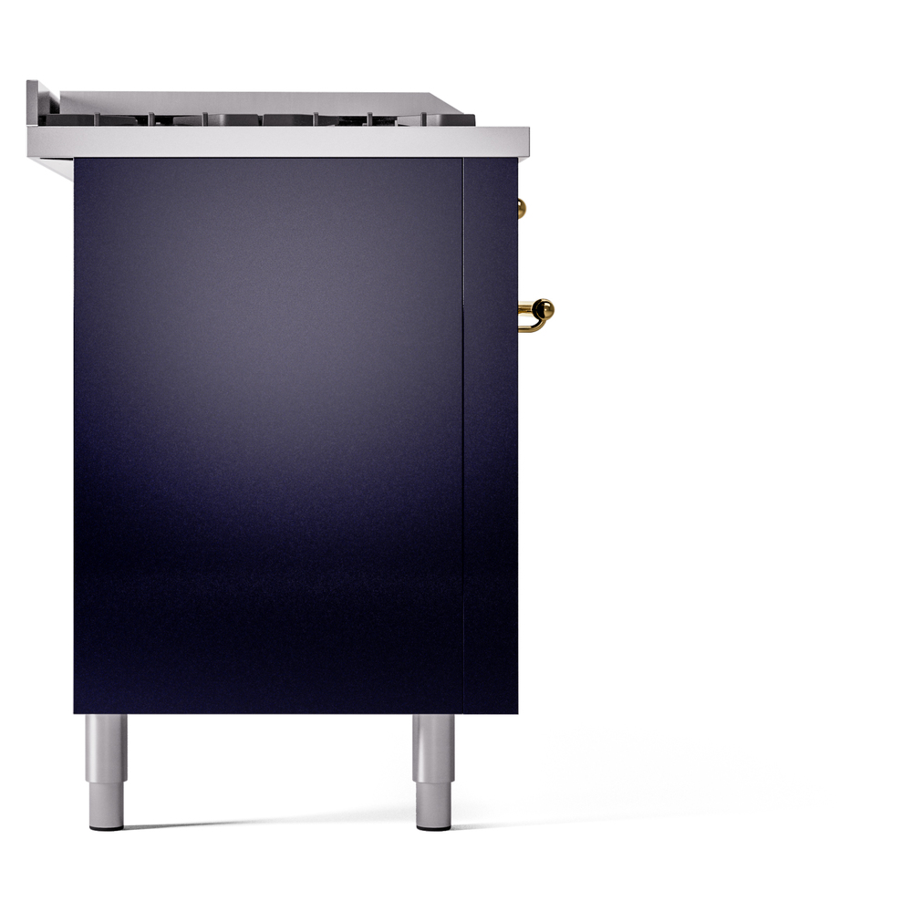 Nostalgie II 60 UP60FSNMPMBG Freestanding Dual Fuel Range with 7 Sealed Burners with Griddle and French Top Double Oven with Triple Glass Door with Brass knobs UP60FSNMPMBGLP