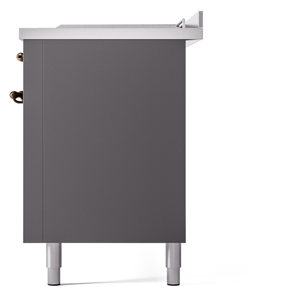 Nostalgie II 60 UP60FSNMPMGB Freestanding Dual Fuel Range with 7 Sealed Burners with Griddle and French Top Double Oven with Triple Glass Door with Bronze knobs UP60FSNMPMGBLP