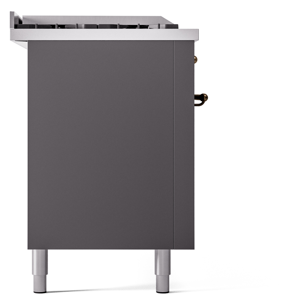 Nostalgie II 60 UP60FSNMPMGB Freestanding Dual Fuel Range with 7 Sealed Burners with Griddle and French Top Double Oven with Triple Glass Door with Bronze knobs UP60FSNMPMGB