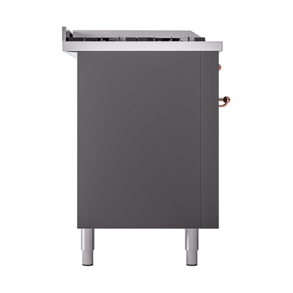 Nostalgie II 60 UP60FSNMPMGG Freestanding Dual Fuel Range with 7 Sealed Burners with Griddle and French Top Double Oven with Triple Glass Door with Brass knobs UP60FSNMPMGGLP