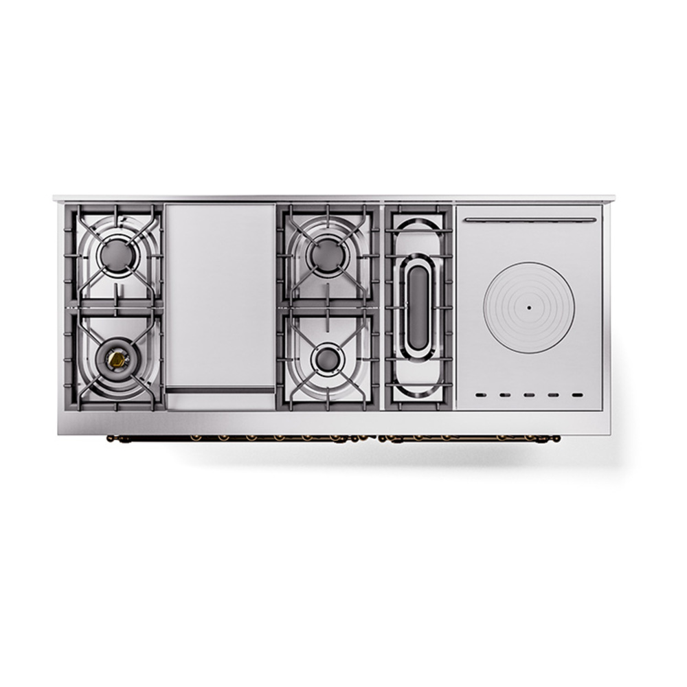 Nostalgie II 60 UP60FSNMPRAB Freestanding Dual Fuel Range with 7 Sealed Burners with Griddle and French Top Double Oven with Triple Glass Door with Bronze knobs UP60FSNMPRABLP