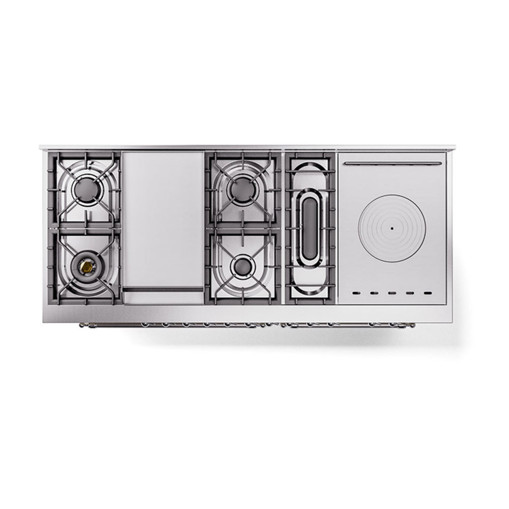 Nostalgie II 60 UP60FSNMPRAC Freestanding Dual Fuel Range with 7 Sealed Burners with Griddle and French Top Double Oven with Triple Glass Door with Chrome knobs UP60FSNMPRACLP