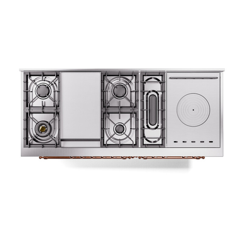 Nostalgie II 60 UP60FSNMPRAP Freestanding Dual Fuel Range with 7 Sealed Burners with Griddle and French Top Double Oven with Triple Glass Door with Copper knobs UP60FSNMPRAPLP