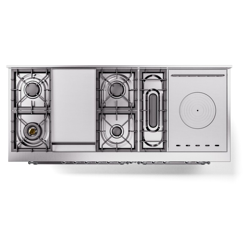 Nostalgie II 60 UP60FSNMPSSC Freestanding Dual Fuel Range with 7 Sealed Burners with Griddle and French Top Double Oven with Triple Glass Door with Chrome knobs UP60FSNMPSSC