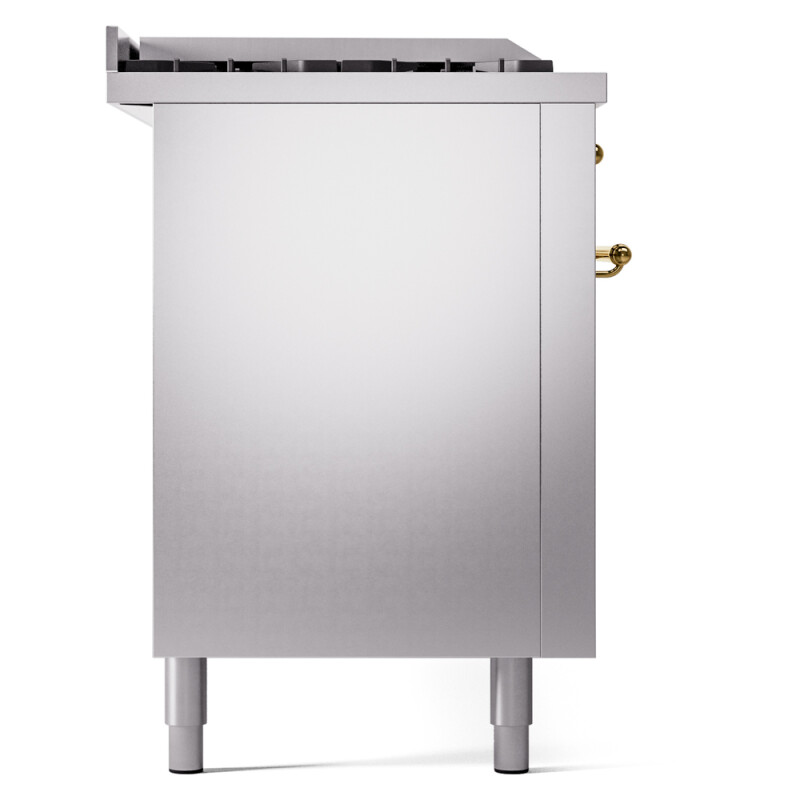 Nostalgie II 60 UP60FSNMPSSG Freestanding Dual Fuel Range with 7 Sealed Burners with Griddle and French Top Double Oven with Triple Glass Door with Brass knobs UP60FSNMPSSGLP