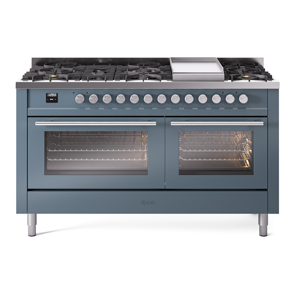 Professional Plus II 60 UP60FWMPBG Freestanding Dual Fuel Range with 9 Sealed Burners with Griddle Double Oven with Triple Glass Door with Stainless Steel knobs UP60FWMPBG