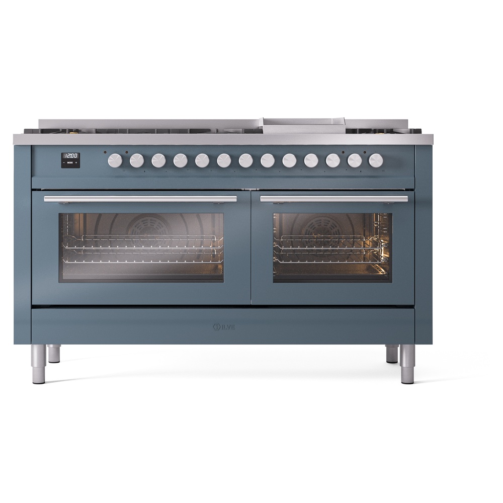 Professional Plus II 60 UP60FWMPBG Freestanding Dual Fuel Range with 9 Sealed Burners with Griddle Double Oven with Triple Glass Door with Stainless Steel knobs UP60FWMPBG