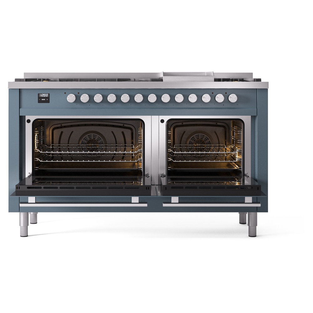 Professional Plus II 60 UP60FWMPBG Freestanding Dual Fuel Range with 9 Sealed Burners with Griddle Double Oven with Triple Glass Door with Stainless Steel knobs UP60FWMPBG