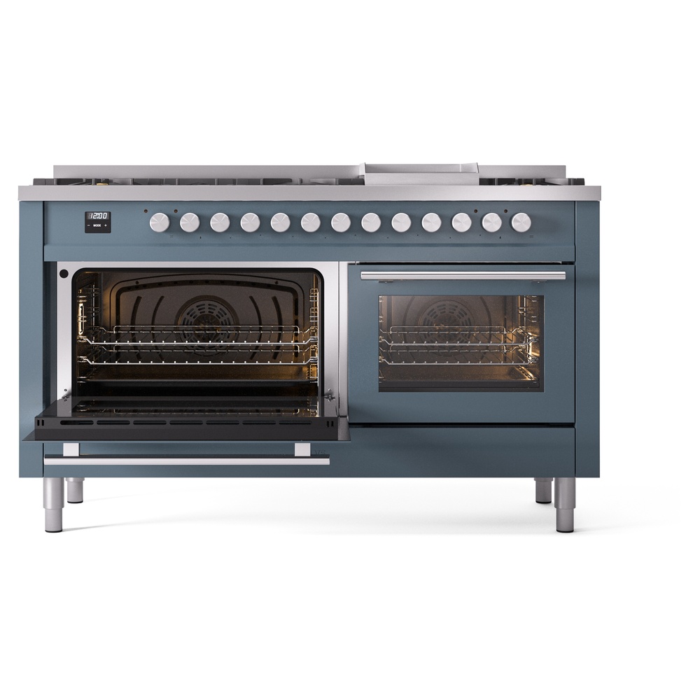 Professional Plus II 60 UP60FWMPBG Freestanding Dual Fuel Range with 9 Sealed Burners with Griddle Double Oven with Triple Glass Door with Stainless Steel knobs UP60FWMPBG