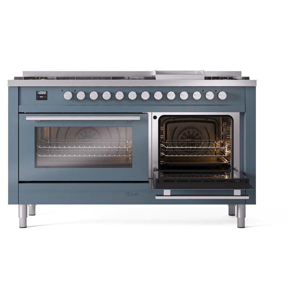 Professional Plus II 60 UP60FWMPBG Freestanding Dual Fuel Range with 9 Sealed Burners with Griddle Double Oven with Triple Glass Door with Stainless Steel knobs UP60FWMPBG
