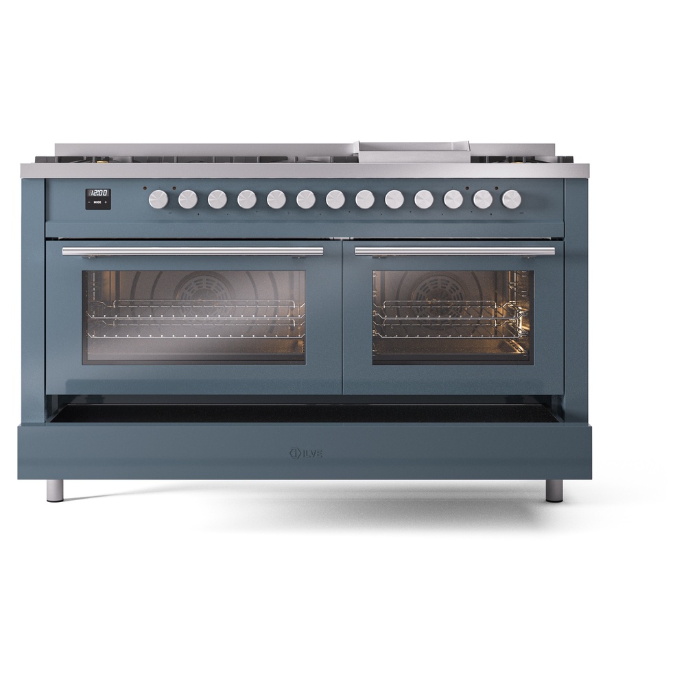 Professional Plus II 60 UP60FWMPBG Freestanding Dual Fuel Range with 9 Sealed Burners with Griddle Double Oven with Triple Glass Door with Stainless Steel knobs UP60FWMPBG