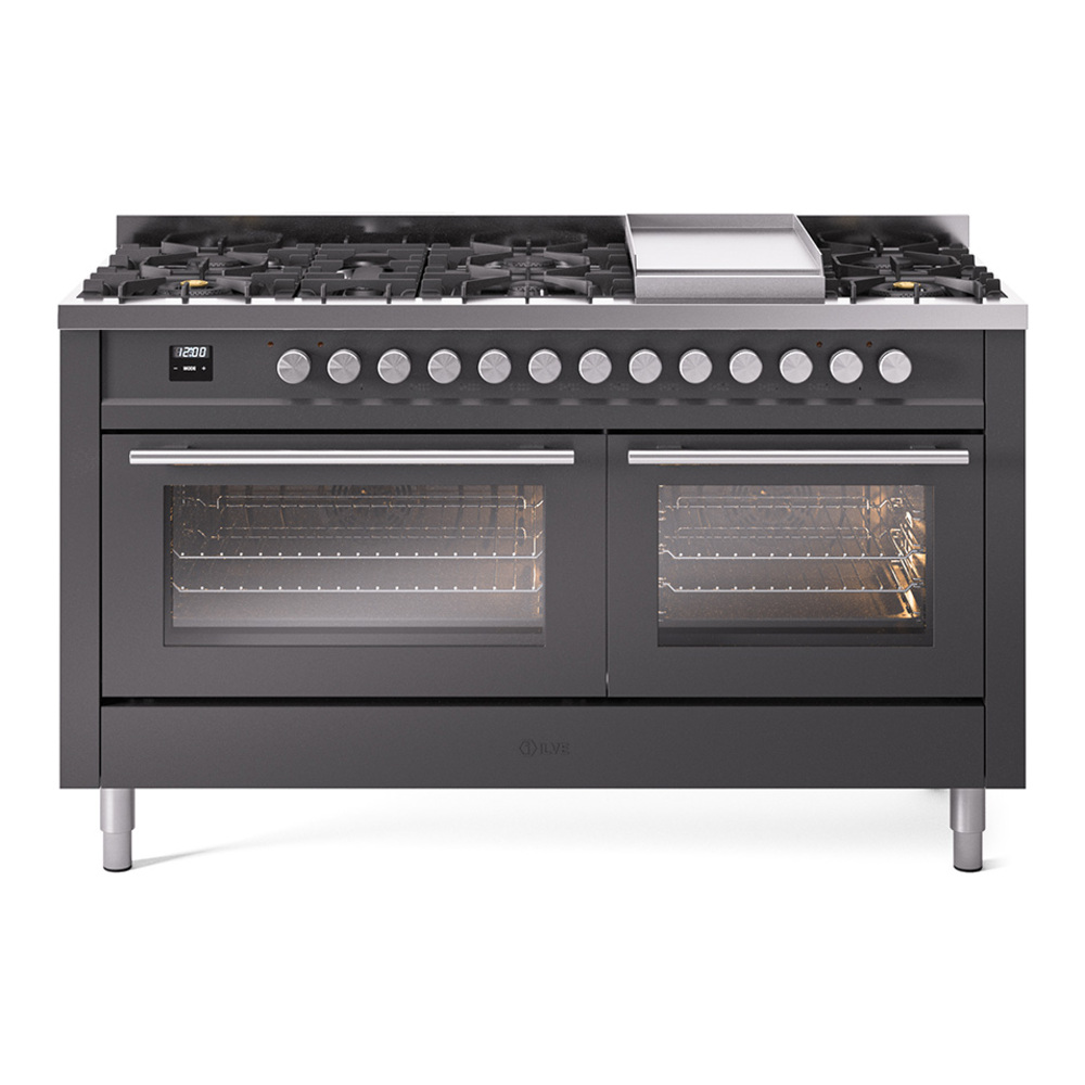 Professional Plus II 60 UP60FWMPMG Freestanding Dual Fuel Range with 9 Sealed Burners with Griddle Double Oven with Triple Glass Door with Stainless Steel knobs UP60FWMPMGLP