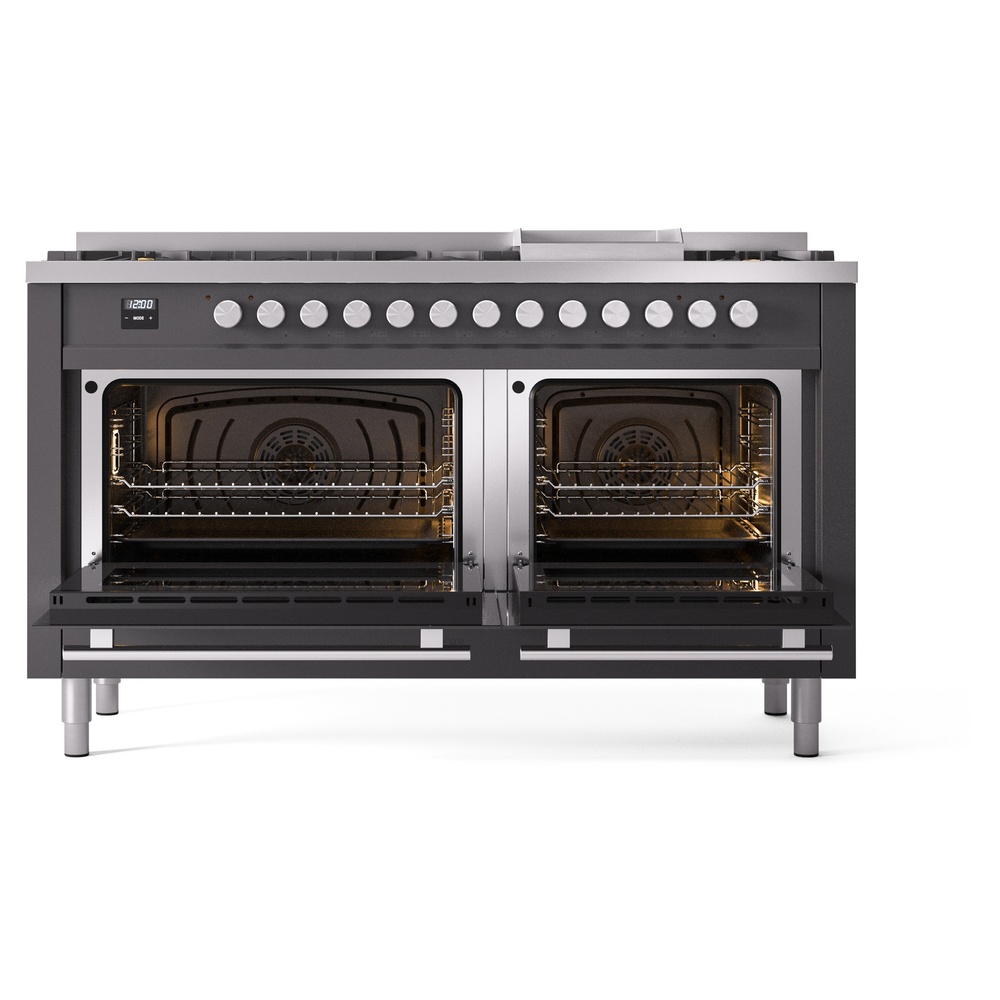 Professional Plus II 60 UP60FWMPMG Freestanding Dual Fuel Range with 9 Sealed Burners with Griddle Double Oven with Triple Glass Door with Stainless Steel knobs UP60FWMPMGLP
