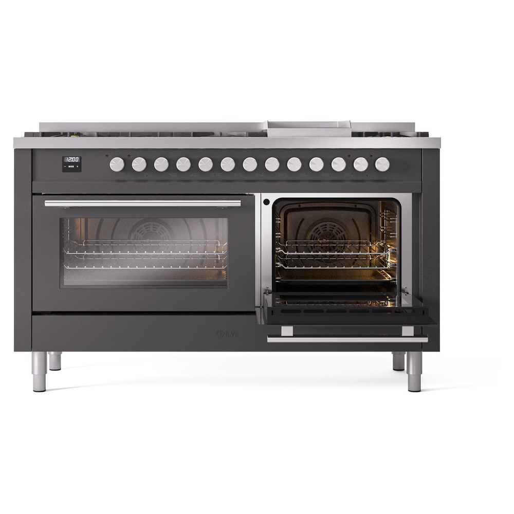 Professional Plus II 60 UP60FWMPMG Freestanding Dual Fuel Range with 9 Sealed Burners with Griddle Double Oven with Triple Glass Door with Stainless Steel knobs UP60FWMPMGLP