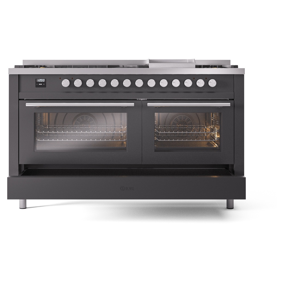Professional Plus II 60 UP60FWMPMG Freestanding Dual Fuel Range with 9 Sealed Burners with Griddle Double Oven with Triple Glass Door with Stainless Steel knobs UP60FWMPMGLP