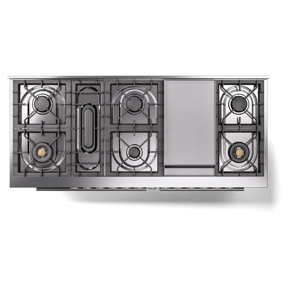 Professional Plus II 60 UP60FWMPMG Freestanding Dual Fuel Range with 9 Sealed Burners with Griddle Double Oven with Triple Glass Door with Stainless Steel knobs UP60FWMPMGLP