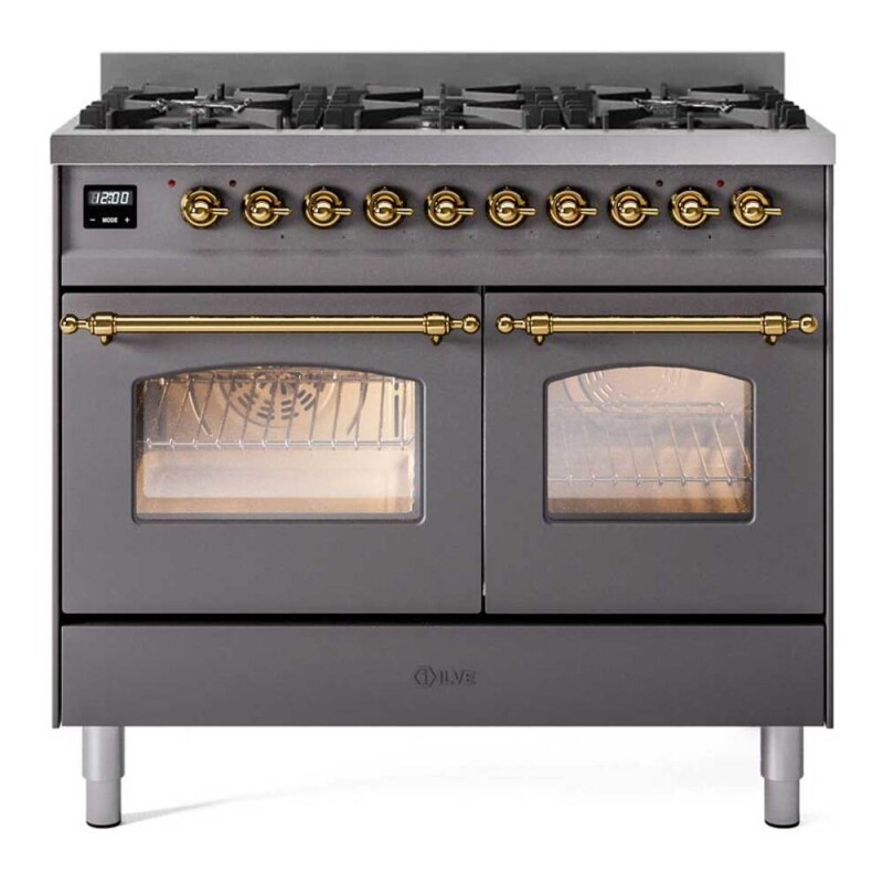 Nostalgie II 40 inch Dual Fuel Range with 6 Total Black Burners, Trim UPD406NMPMGG