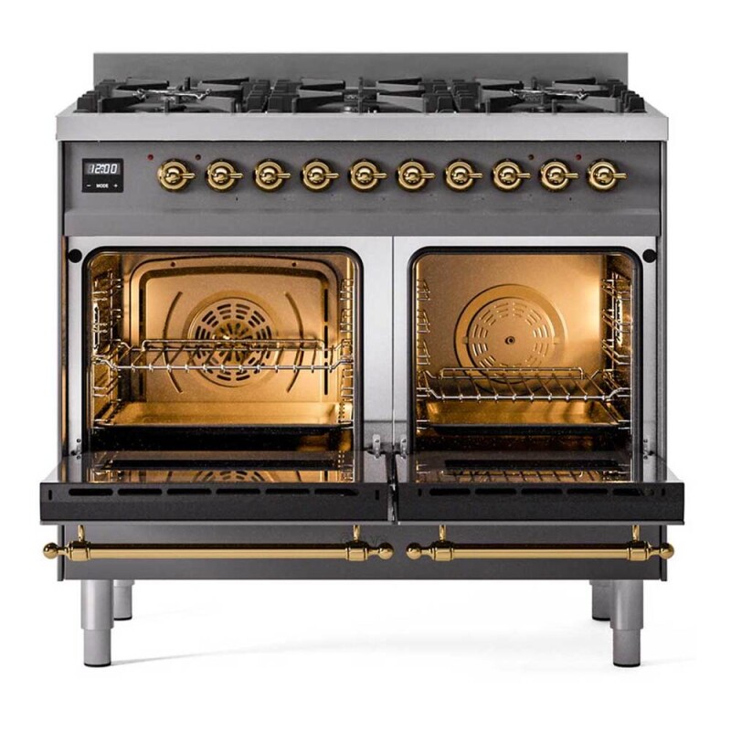 Nostalgie II 40 inch Dual Fuel Range with 6 Total Black Burners, Trim UPD406NMPMGG